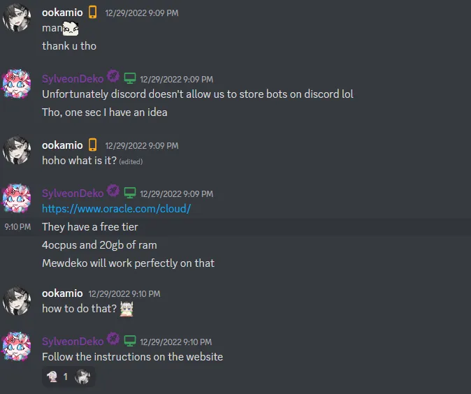 Staff helping with hosting a bot